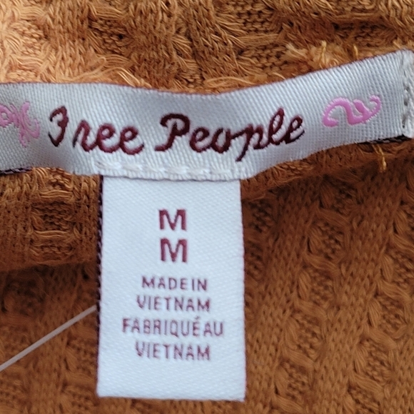 Free People Juicy Long Sleeve Cowl Neck Waffle Knit Split Back Top Canyon Moon - Picture 7 of 8